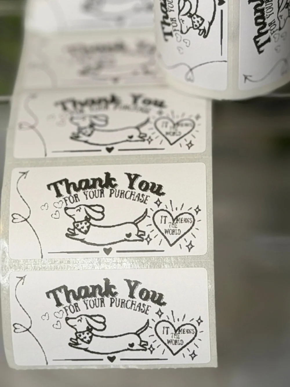 200 Dachshund Thank You for Your Purchase Stickers 2x1 Small Business Labels